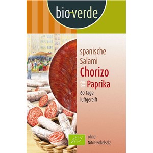 SALAMI CHORIZO Z PAPRYKĄ PLASTRY BIO 80 g - BIO VERDE