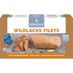 ŁOSOŚ DZIKI WĘDZONY MSC FILETY W BIO OLEJU SŁONECZNIKOWYM 170 g (124 g) - FOLLOWFOOD