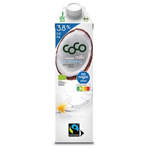 COCONUT MILK - NAPÓJ KOKOSOWY DO PICIA 3,8 % TŁUSZCZU BEZ DODATKU CUKRÓW FAIR TRADE BIO 1 L - COCO (DR MARTINS)