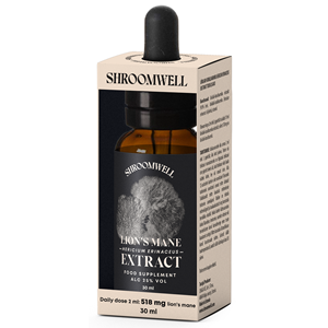 GRZYBY SOPLÓWKA JEŻOWATA (LION'S MANE) EKSTRAKT W KROPLACH 30 ml - SHROOMWELL