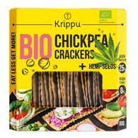 KRAKERSY PROTEINOWE Z CIECIERZYCY Z NASIONAMI KONOPI BIO 80 g - KRIPPU