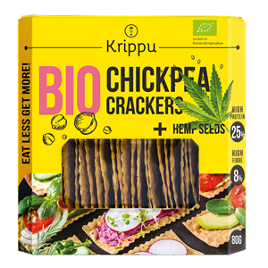 KRAKERSY PROTEINOWE Z CIECIERZYCY Z NASIONAMI KONOPI BIO 80 g - KRIPPU