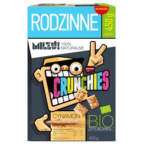 CRUNCHIES ŻYTNIO - OWSIANE CYNAMONOWE BIO 450 g - MILZU