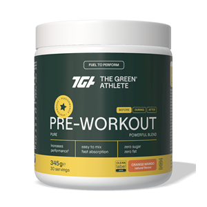 PRE-WORKOUT O SMAKU POMARAŃCZY I MANGO BEZGLUTENOWA 345 g - THE GREEN ATHLETE