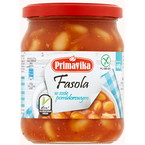 FASOLA W SOSIE POMIDOROWYM BEZGLUTENOWA 440 g - PRIMAVIKA