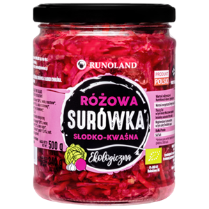 SURÓWKA Z KAPUSTY RÓŻOWA SŁODKO - KWAŚNA BIO 500 g (340 g) - RUNOLAND