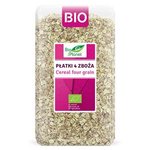 PŁATKI 4 ZBOŻA (ORKISZ, OWIES, JĘCZMIEŃ, ŻYTO) BIO 600 g - BIO PLANET