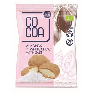 MIGDAŁY W BIAŁEJ POLEWIE Z SOLĄ BIO 70 g - COCOA