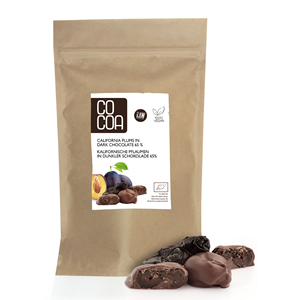 ŚLIWKI KALIFORNIJSKIE W CZEKOLADZIE CIEMNEJ BIO 200 g - COCOA