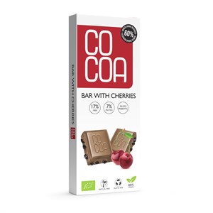 TABLICZKA Z WIŚNIAMI 60 % MNIEJ CUKRU BIO 40 g - COCOA