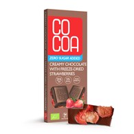 CZEKOLADA CREAMY Z TRUSKAWKAMI BEZ DODATKU CUKRÓW BIO 40 g - COCOA