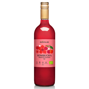 KOMBUCHA HIBISKUS I CZEREŚNIA BIO 750 ml - DELIKATNA