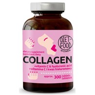 KOLAGEN Z KWASEM HIALURONOWYM I WITAMINĄ C 300 TABLETEK - DIET-FOOD