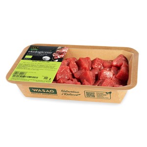 MIĘSO GULASZOWE WOŁOWE SUROWE BIO 300 g - WASĄG (NA ZAMÓWIENIE)