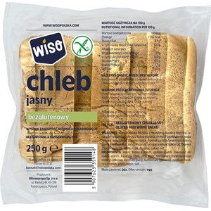 CHLEB JASNY KROJONY BEZGLUTENOWY 250 g - WISO