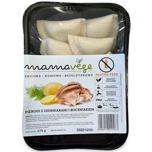 PIEROGI Z ZIEMNIAKAMI I BOCZNIAKIEM BEZGLUTENOWE 275 g - MAMA VEGE