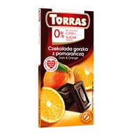 CZEKOLADA GORZKA Z POMARAŃCZĄ BEZ DODATKU CUKRÓW BEZGLUTENOWA 75 g - TORRAS