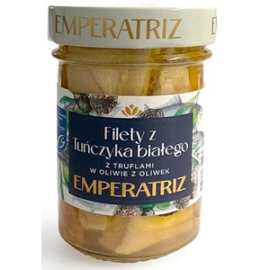 TUŃCZYK BIAŁY FILETY MSC W OLIWIE Z OLIWEK Z TRUFLĄ 180 g (120 g) (SŁOIK) - EMPERATRIZ