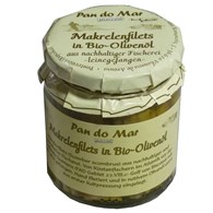 MAKRELA FILETY W BIO OLIWIE Z OLIWEK EXTRA VIRGIN 220 g (154 g) (SŁOIK) - PAN DO MAR