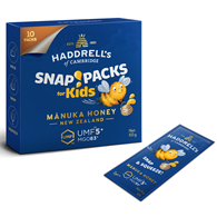 MIÓD MANUKA KIDS MGO 83+ UMF 5+ 10 SASZETEK - HADDRELL'S OF CAMBRIDGE